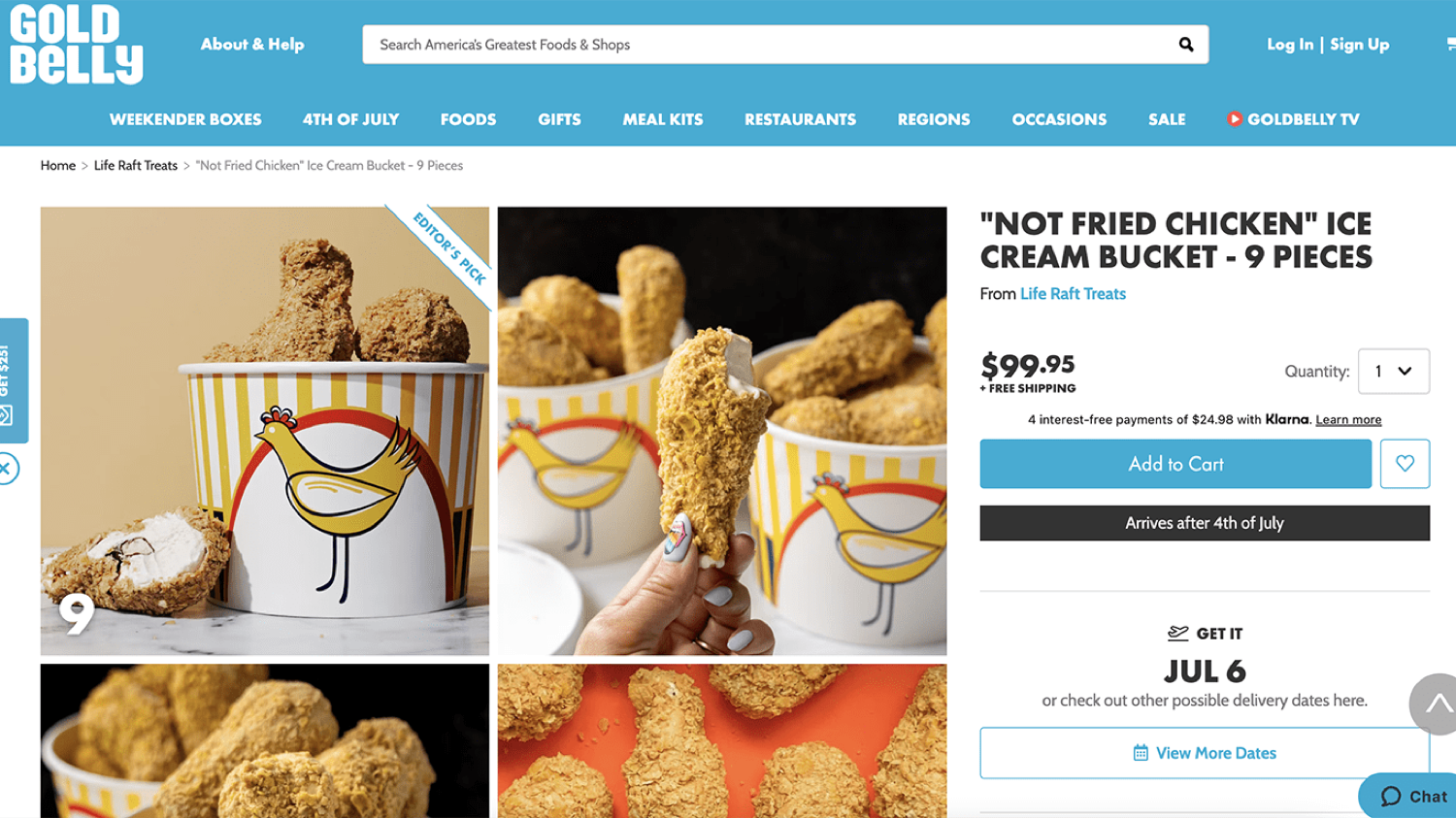 Not Fried Chicken Ice Cream Bucket - BUY 9 GET 9 FREE by Life Raft Treats  | Goldbelly